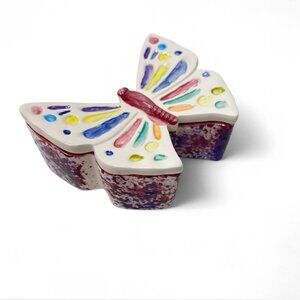 Azra Khan Butterfly Ceramic Colorful Glazed Trinket Small Handpainted Art